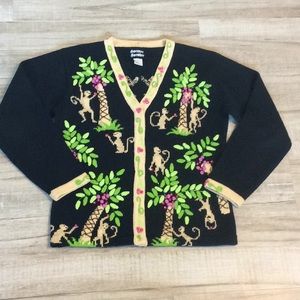 Hipster Sweater Sweater Monkey Cardigan Sz M